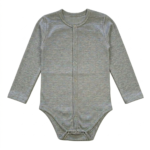 grauer Body Langarm Stretch aus Baumwolle Kinderbody mit Druckknöpfen vorne