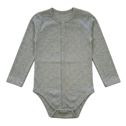 grauer Body Langarm Stretch aus Baumwolle Kinderbody mit Druckknöpfen vorne
