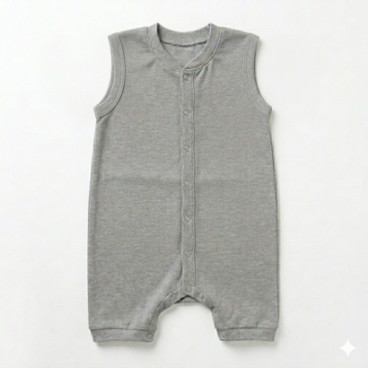 Ärmelloser grauer Shorty Body aus Baumwolle für Jungen