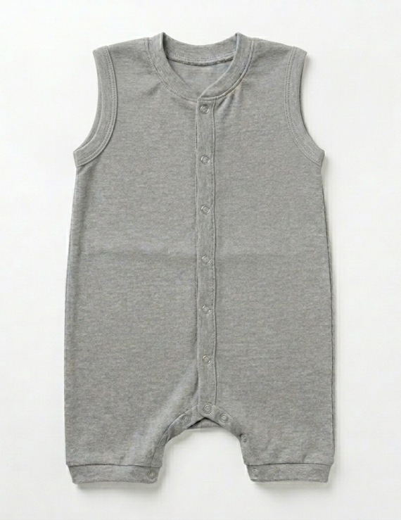 Ärmelloser grauer Shorty Body aus Baumwolle für Jungen