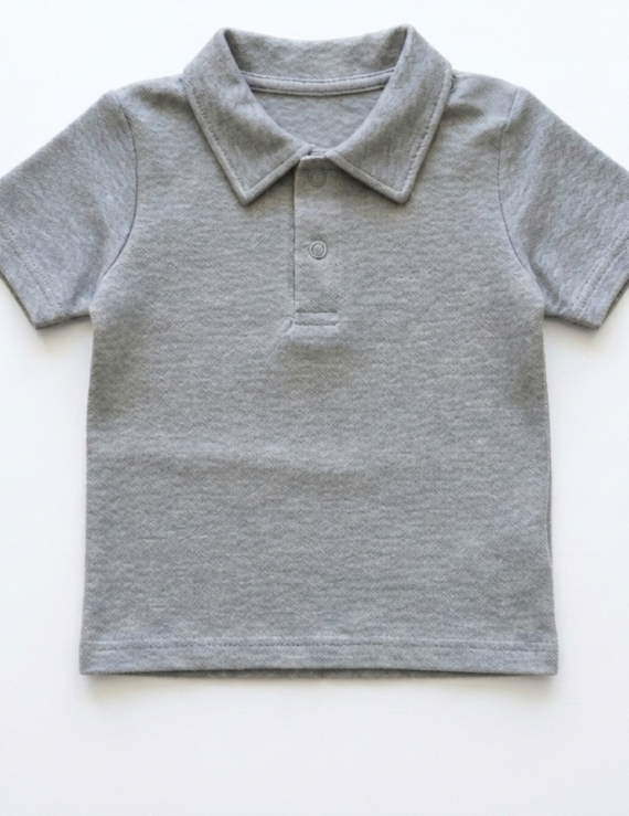 Graues Poloshirt aus elastischer Baumwolle für Kinder