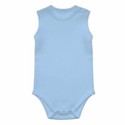 Hellblauer ärmelloser Kinderbody für Jungen aus Baumwolle