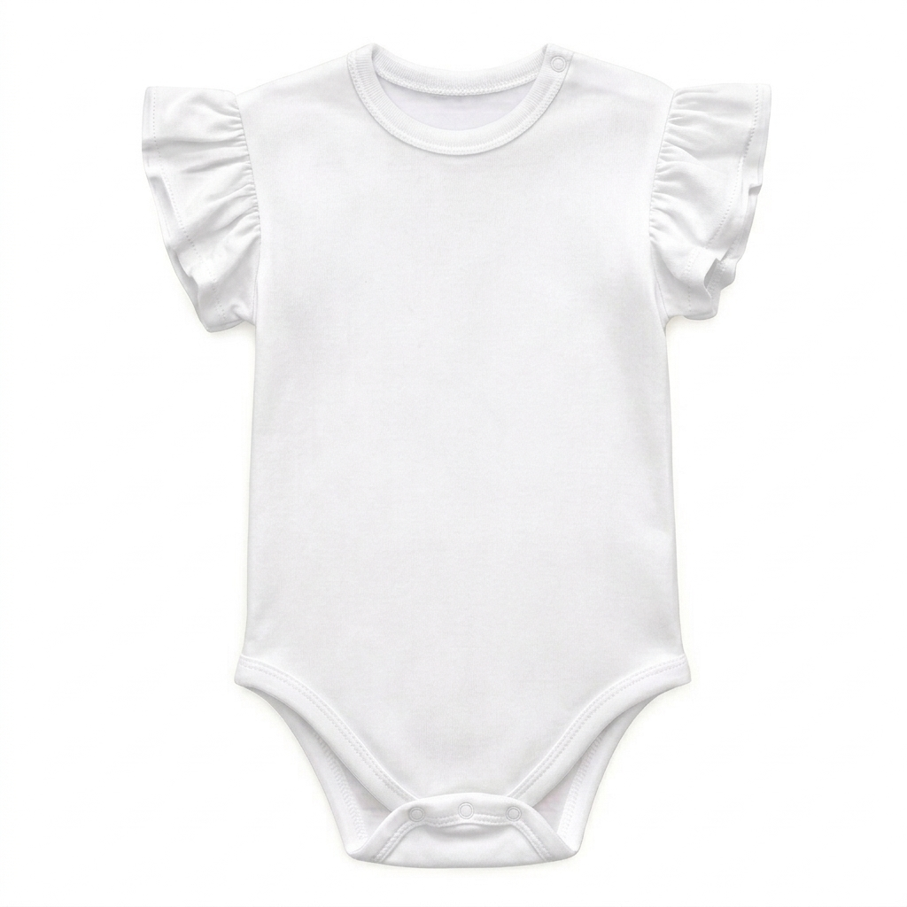 weißer Kinder Body Baumwolle ärmellos Rüschen dehnbar