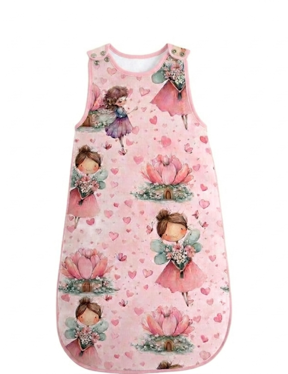 Kinder Feen Schlafsack rosa ärmellos mit Feenmotiv