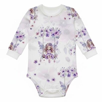 lila Fee Kinderbody langarm Baumwolle Oeko Mädchen
