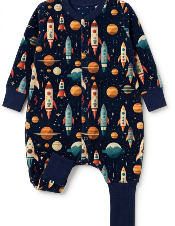 Planeten Kinder Laufschlafsack dunkelblau mit Weltraummotiv