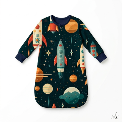 Planeten Kinder Schlafsack dunkelblau mit Weltraummotiv