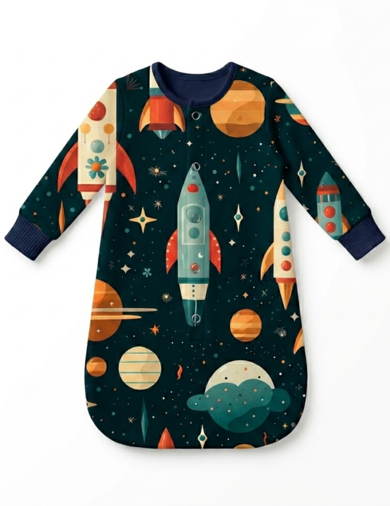 Planeten Kinder Schlafsack dunkelblau mit Weltraummotiv