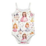 Prinzessin Mädchen Spaghetti Body Baumwollbody für Kinder im süßen Prinzessinnen Design