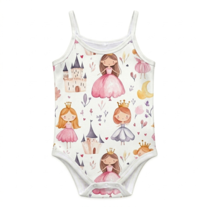 Prinzessin Mädchen Spaghetti Body Baumwollbody für Kinder im süßen Prinzessinnen Design