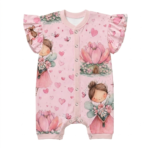 Ärmelloser rosa Feen Rüschen Body aus OEKO Baumwolle mit Feenmotiv