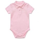 Rosa Kurzarm Kinderbody mit Kragen aus Baumwolle für Mädchen
