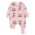 Rosa Laufsack Baby mit Feenmotiv und langen Ärmeln