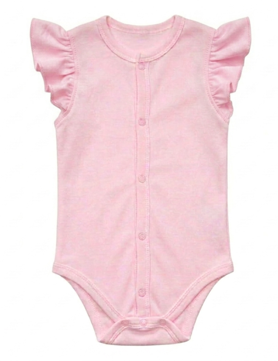 rosa Rüschenbody Ärmellos Stretch aus Baumwolle mit Druckknöpfen vorne