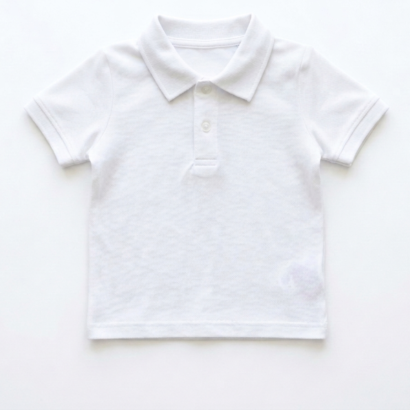 Weißes Baby Poloshirt aus Baumwolle mit Kragen für Jungen