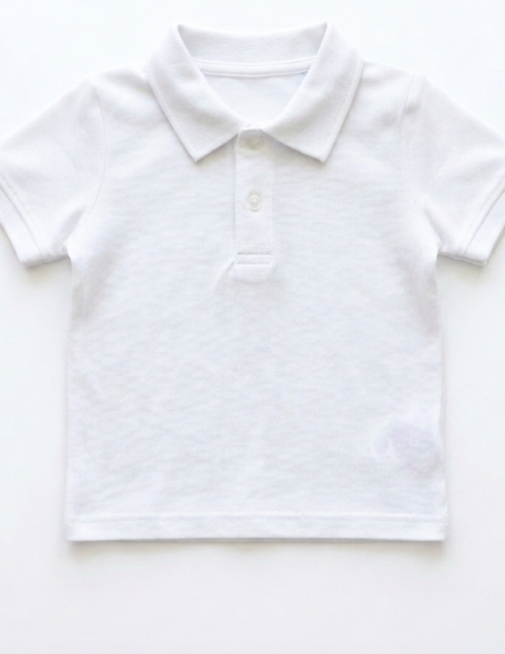 Weißes Poloshirt aus elastischer Baumwolle für Kinder